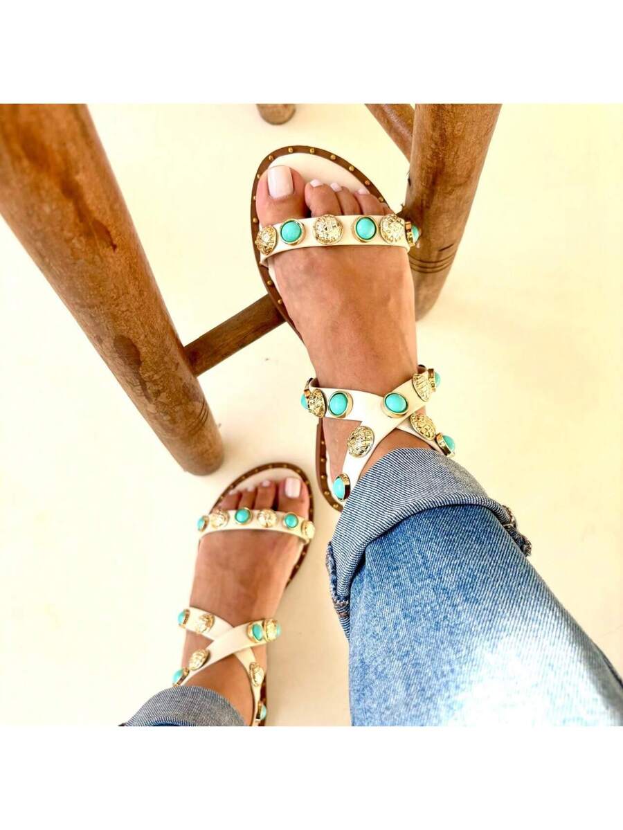 Rasteira Turquesa - Indra Moda Indiana