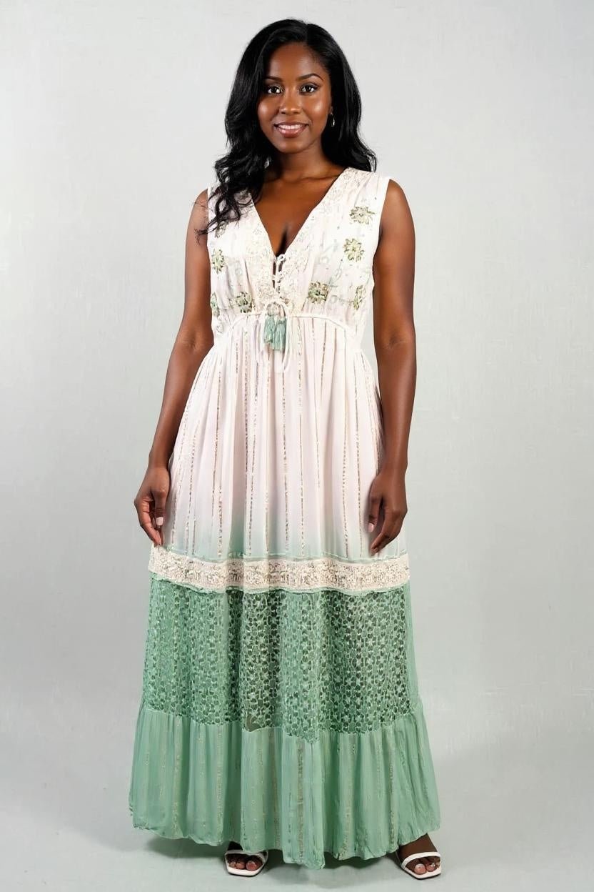 Vestido Boho Longo Luz do Mediterrâneo - Indra Moda Indiana
