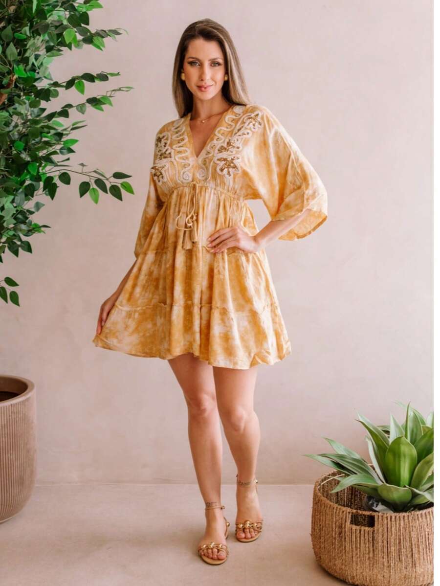 Vestido Inspiração Tie - dye - Indra Moda Indiana