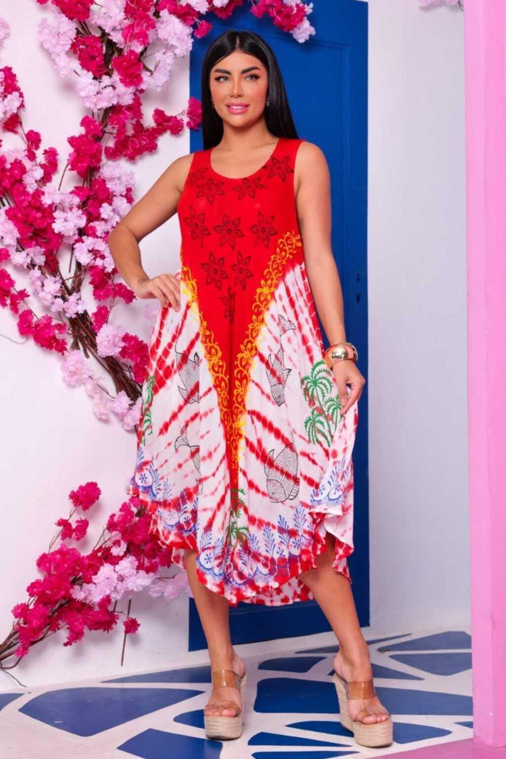 Vestido Trapézio Ajustável Luz de Kahina Alça Curta - Indra Moda Indiana
