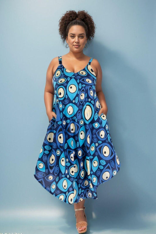 Vestido Trapézio Ajustável Olho Grego Viscose Coleção Premium 27