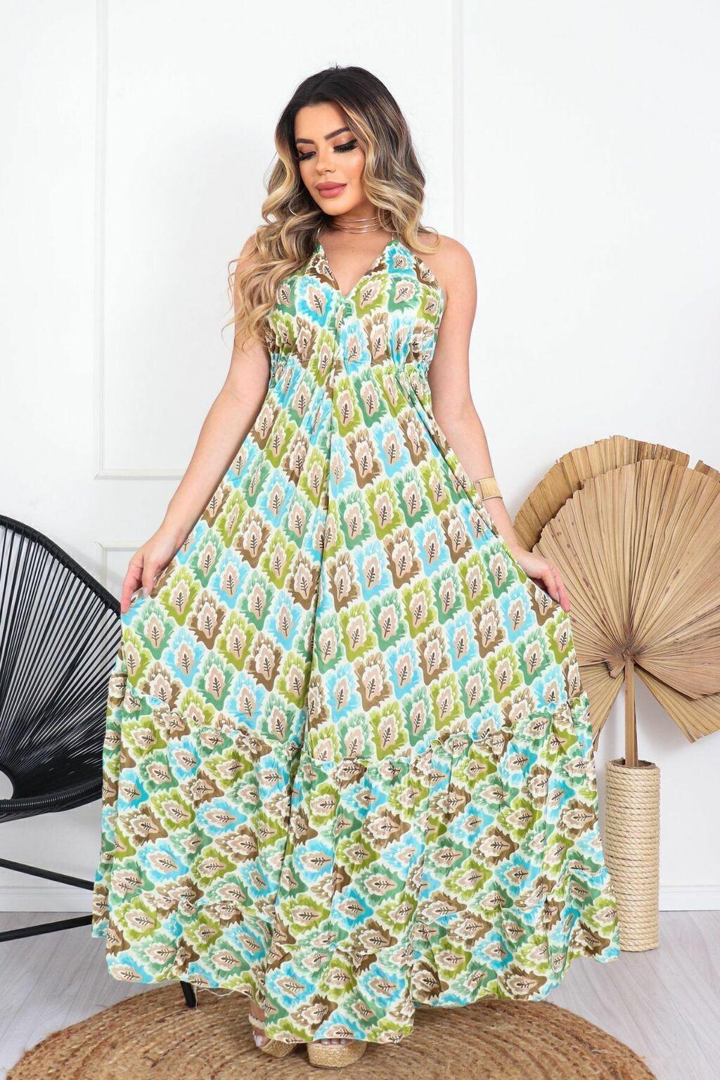 vestido longo vibe étnica ajustável boho vintage coleção premium 3504.