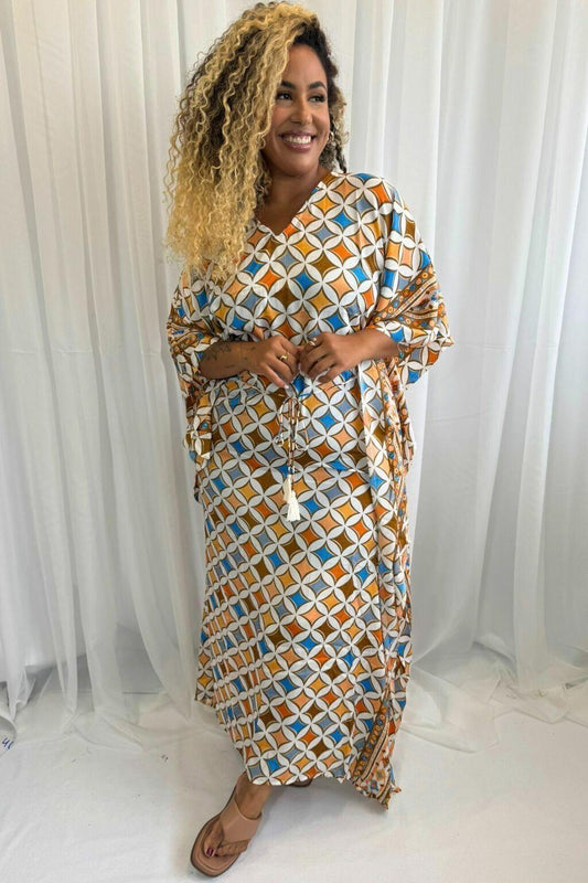 Kaftan Longa Seda Indiana Sonho Boho Coleção Premium 1275