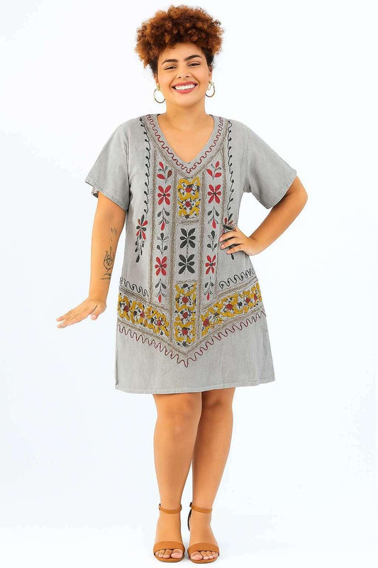 Vestido Curto Bordado Batik Coleção Viscose Premium 7199