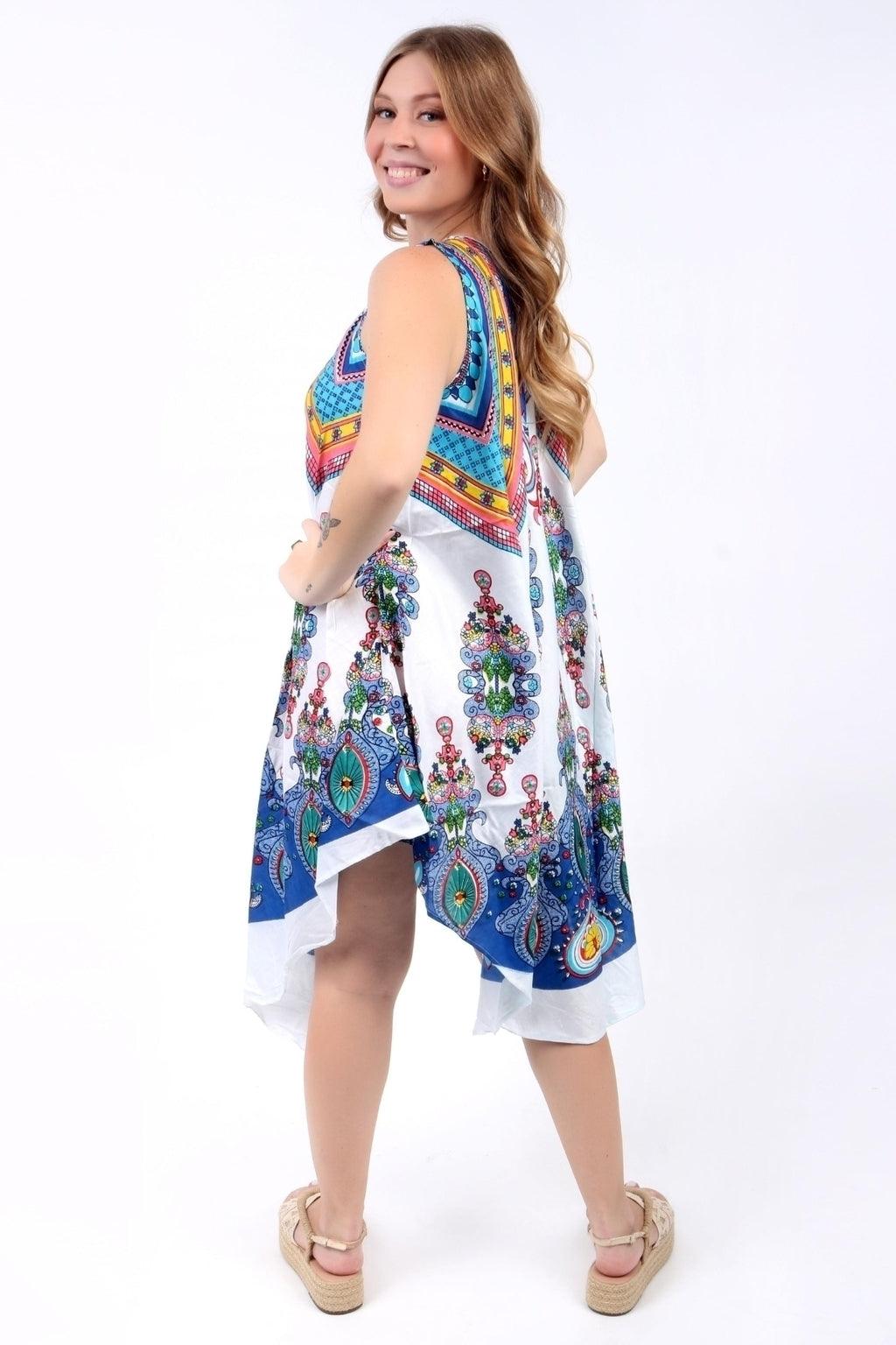 vestido trapézio ajustável jardim étnico viscose ajustável coleção premium 3244
