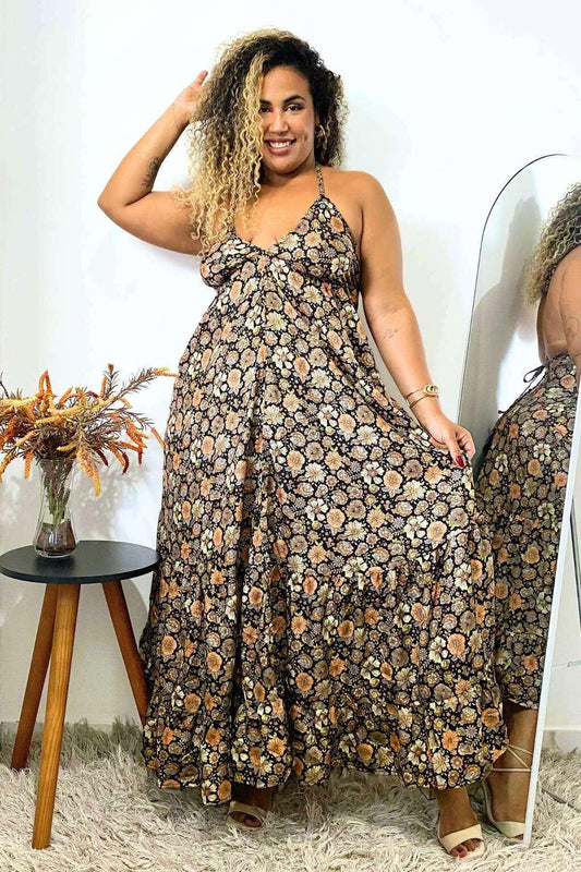 Vestido Indiano Longo Encanto Paisley Seda Coleção Premium 1868