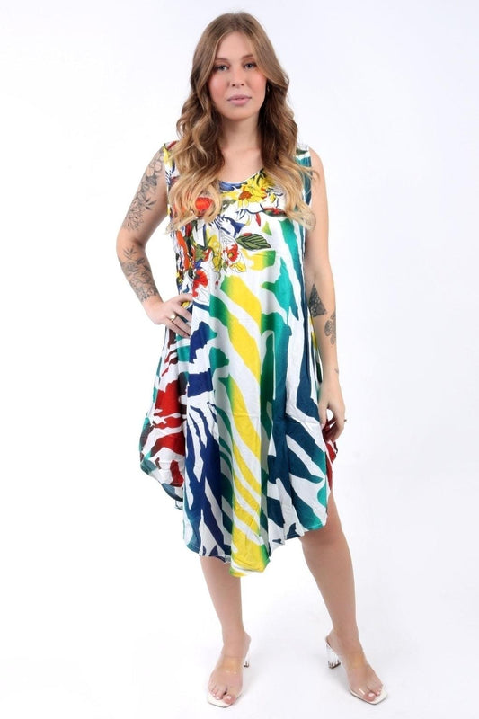 Vestido Trapézio Ajustável Animal Print Viscose Coleção Premium 5333