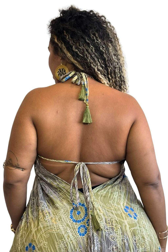 Vestido Longo Vibe Étnica Boho Vintage Coleção Premium 8519