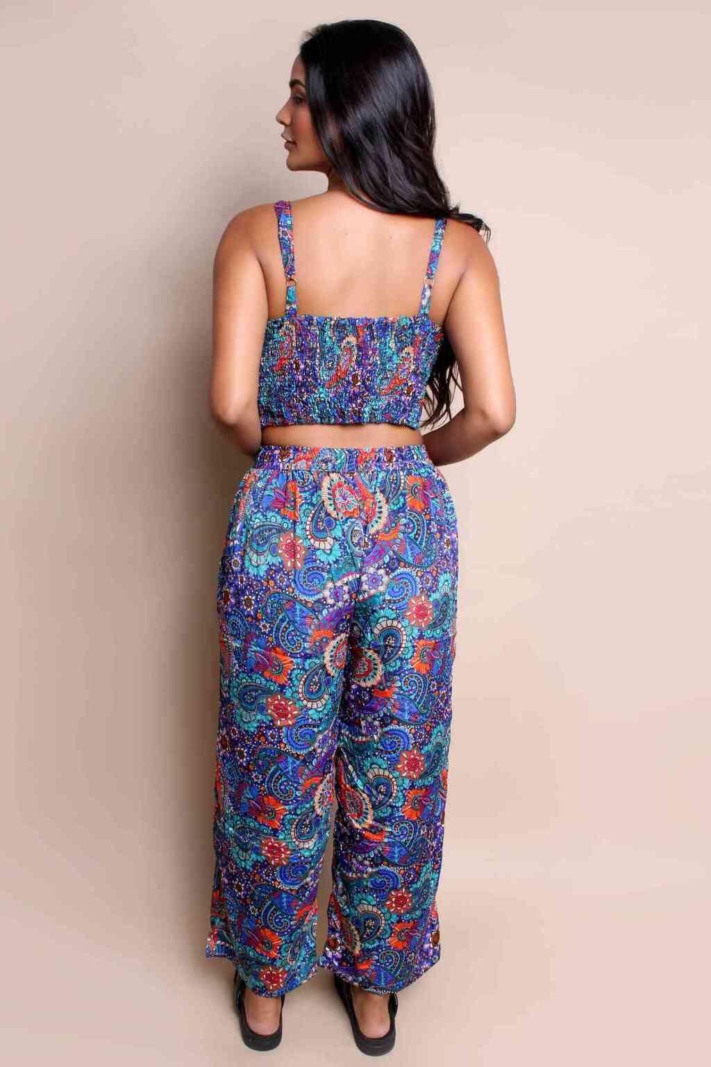 Conjunto Boho Seda Indiana Crooped + Calça Indiana Coleção Premium 3272