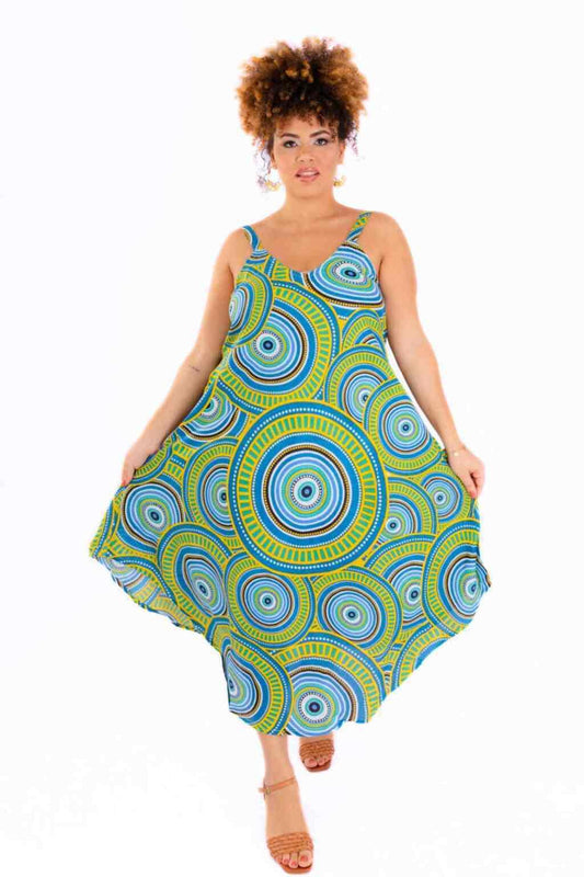 Vestido Trapézio Ajustável Espiral Etnica Soltinho Viscose Coleção Premium 6049