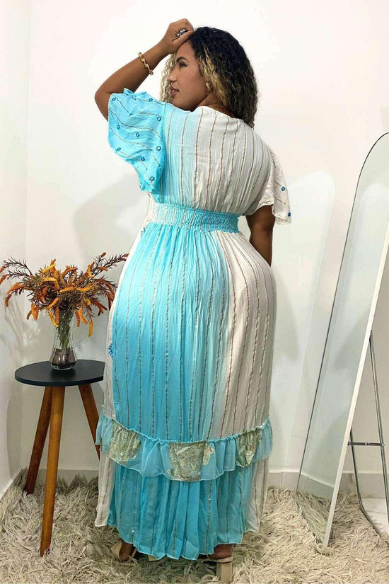 Vestido Boho Longo Encanto Dubai Bordado Coleção Luxo