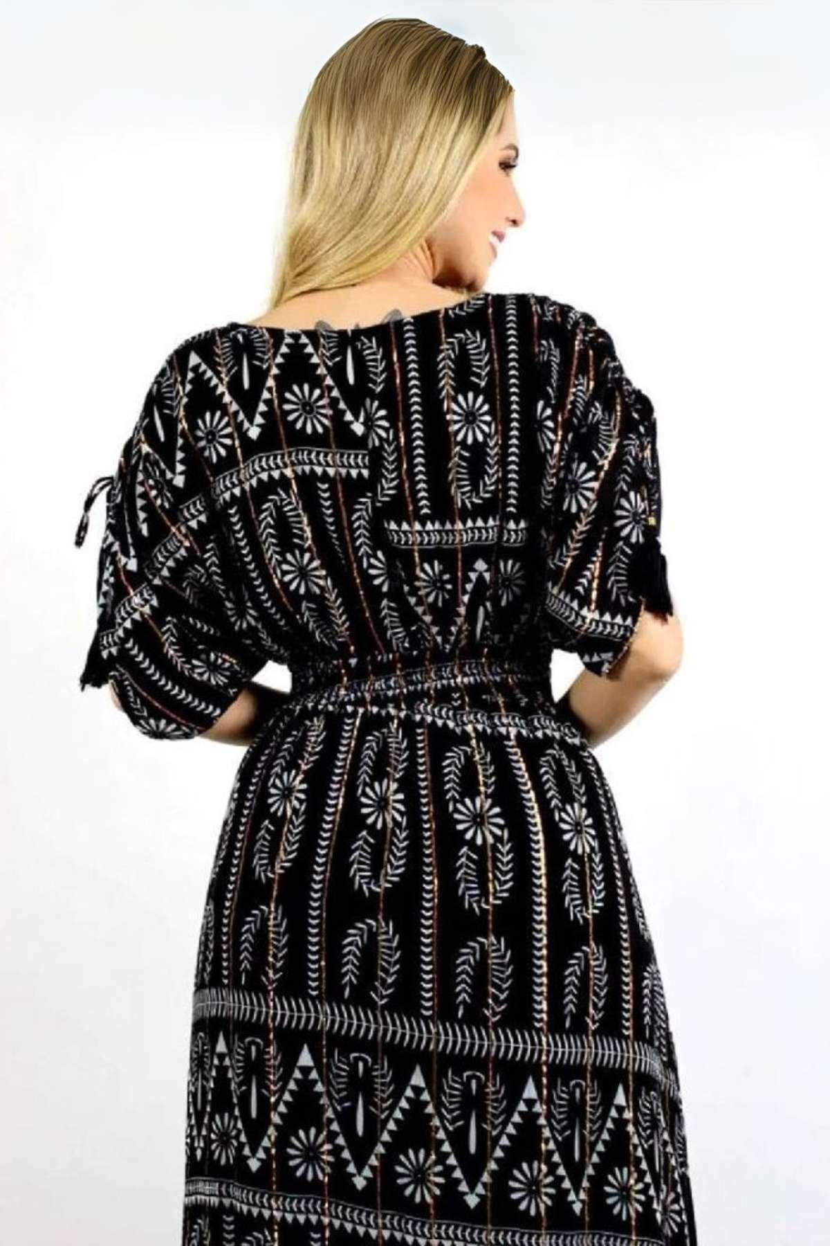 Vestido Boho Longo Aurora Celeste Crepe Linha Luxo.