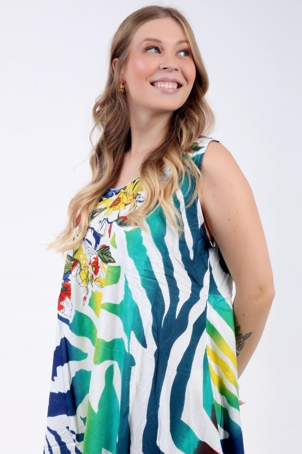 Vestido Trapézio Ajustável Animal Print Viscose Coleção Premium 5333