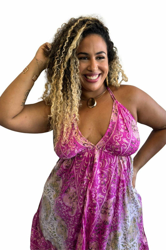 Vestido Curto Vibe Indiana Boho Vintage Coleção Premium 2982