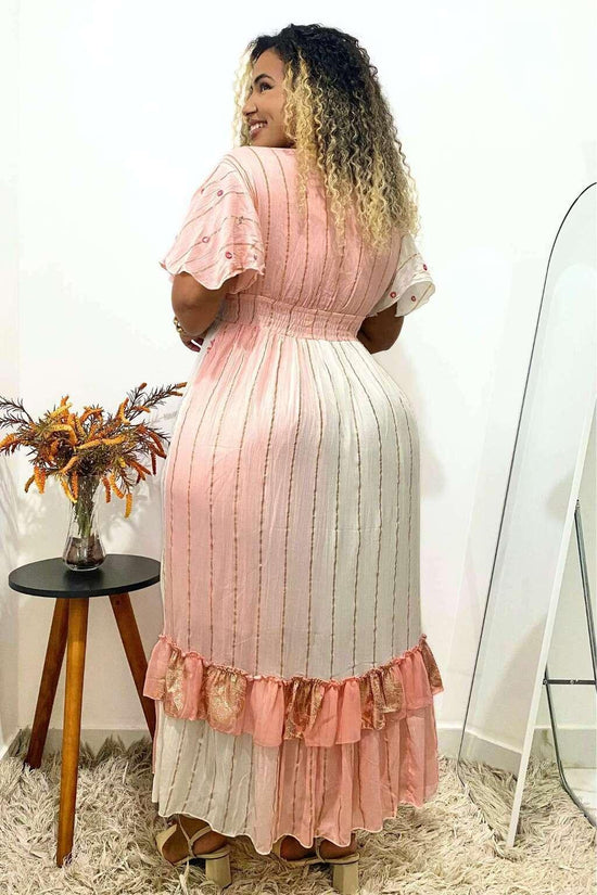 Vestido Boho Longo Encanto Dubai Bordado Coleção Luxo