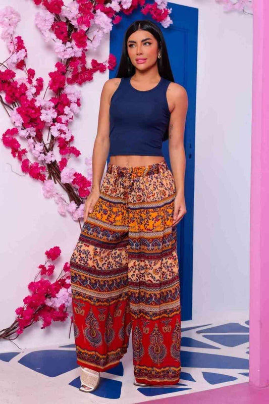 Calça Indiana Panta Ajustável Estampa Maia Viscose 5336