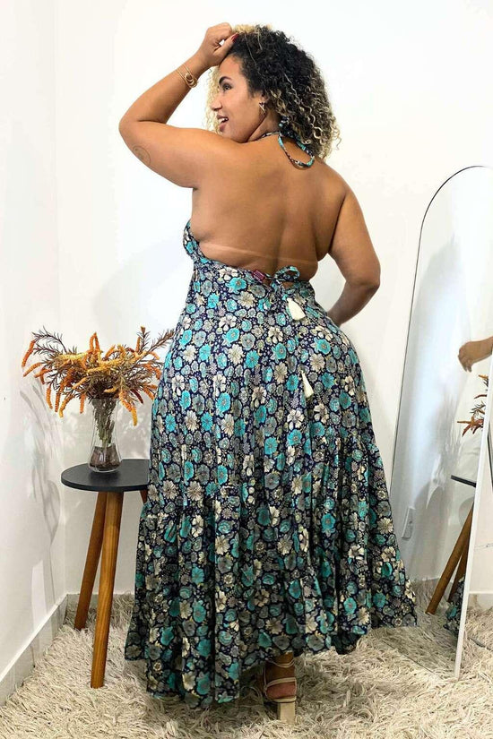 Vestido Indiano Longo Encanto Paisley Seda Coleção Premium 1660