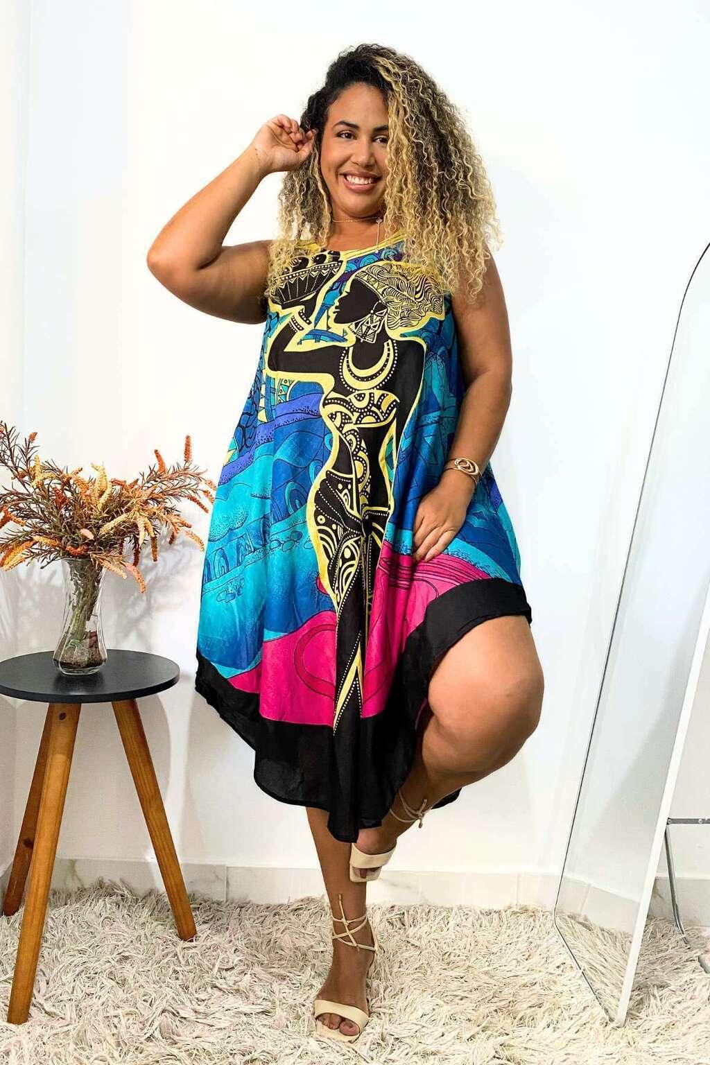 Vestido Trapézio Ajustável Vibe Nzinga Ajustável Coleção Premium