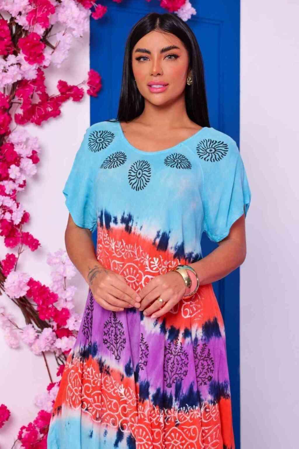 Vestido Trapézio Ajustável Luz de Kahina Manga Curta
