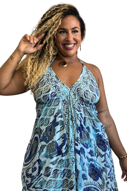 Vestido Longo Vibe Étnica Boho Vintage Coleção Premium 1813