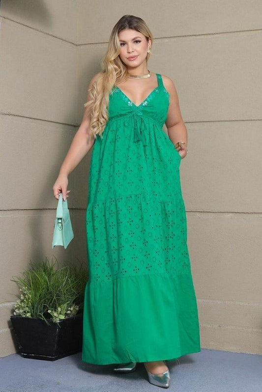 Vestido Longo Floresta Tropical Renda Coleção Luxo Boho 3688