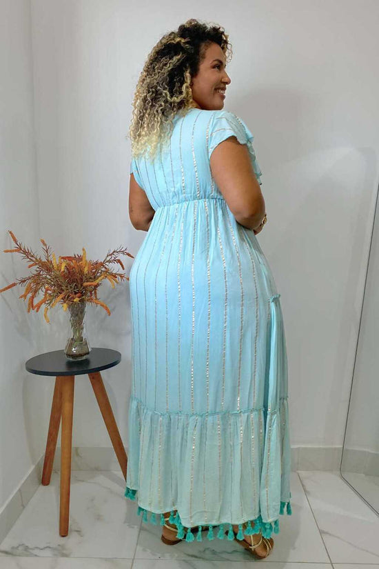 Vestido Longo Sonho do Alvorecer Bordado Coleção Luxo 7610