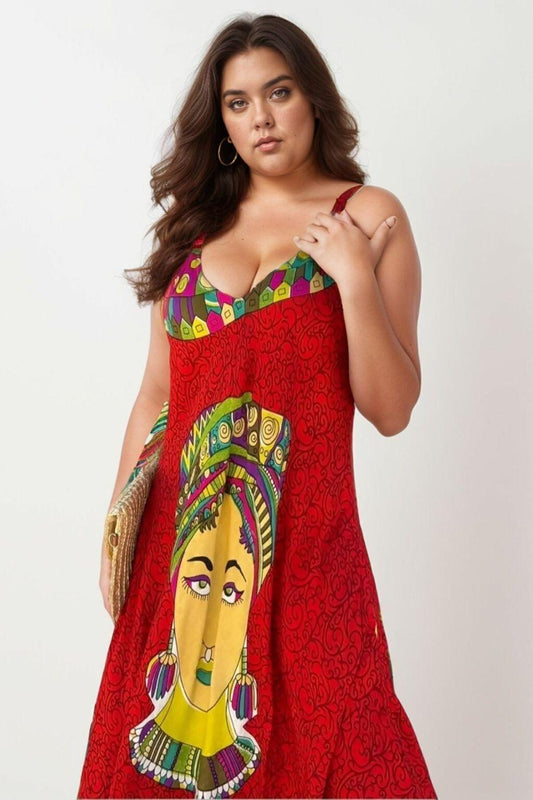 Vestido Trapézio Ajustável African Life Viscose Coleção Premium 7393