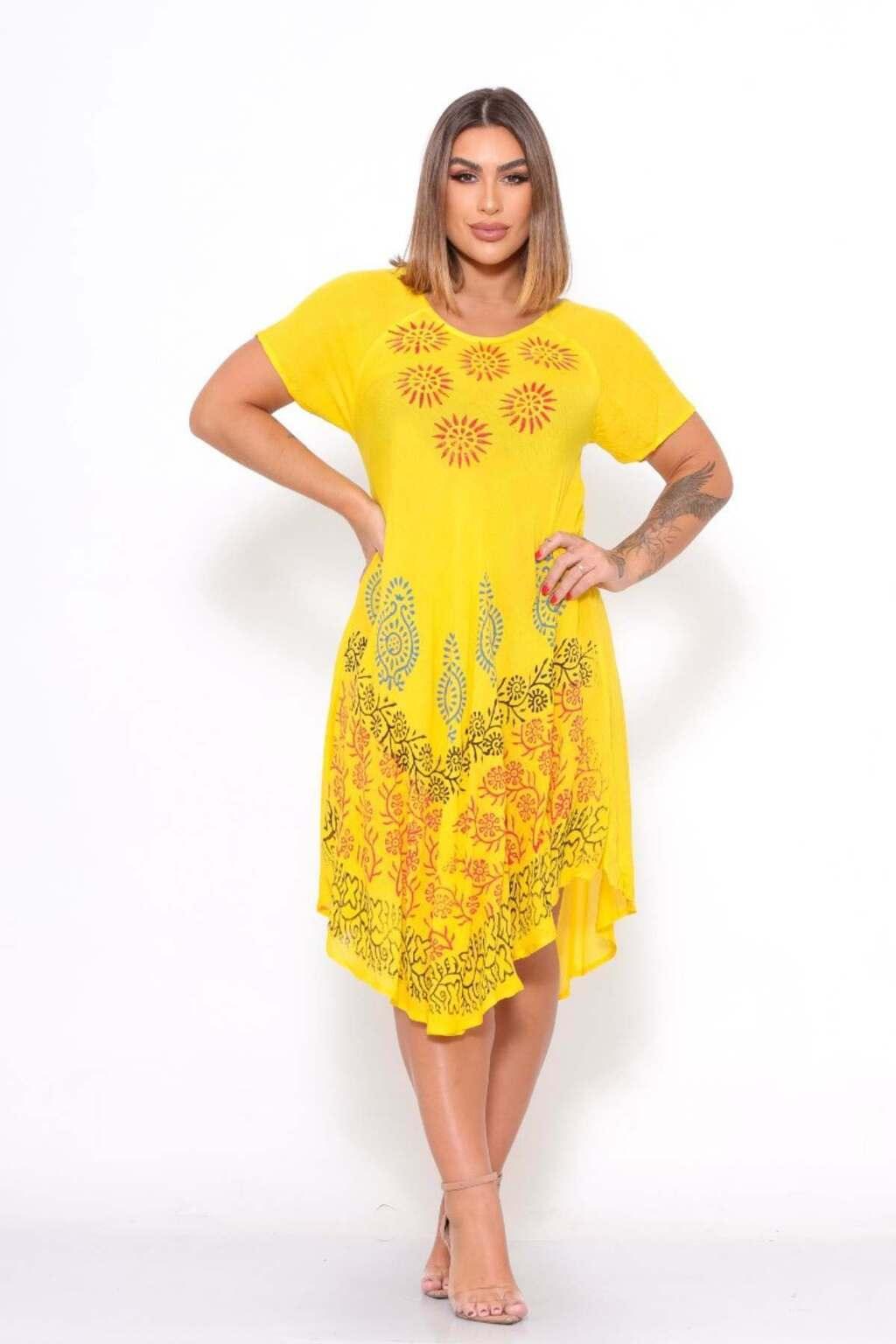 Vestido Trapézio Ajustável Luz de Kahina Manga Curta