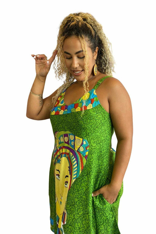 Vestido Trapézio Ajustável African Life Viscose Coleção Premium 6361