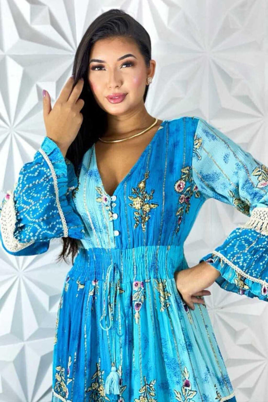 Vestido Boho Longo Alma Livre Bordado Linha Luxo