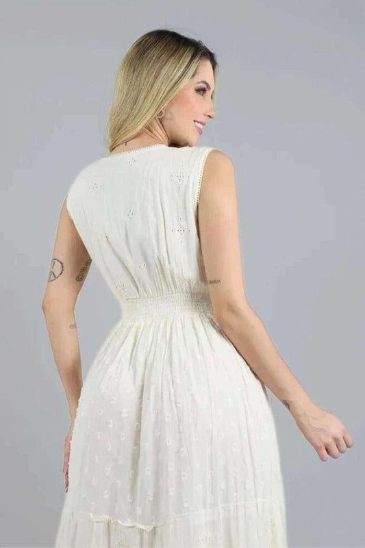 Vestido Boho Branco Longo Alma Leve Bordado Coleção Luxo c1 4171