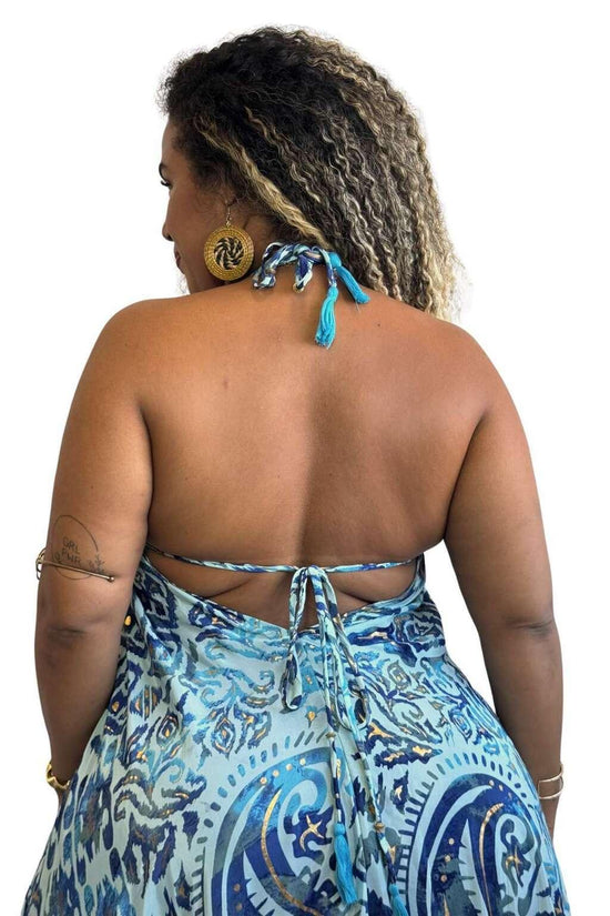 Vestido Longo Vibe Étnica Boho Vintage Coleção Premium 1813