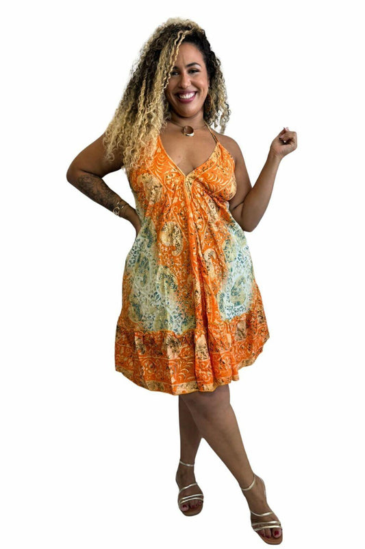 Vestido Curto Vibe Indiana Boho Vintage Coleção Premium 8601