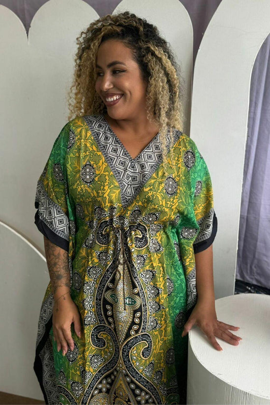 Kaftan Longa Mandala Colors Moda Boho Ajustável Coleção Premium 7630.