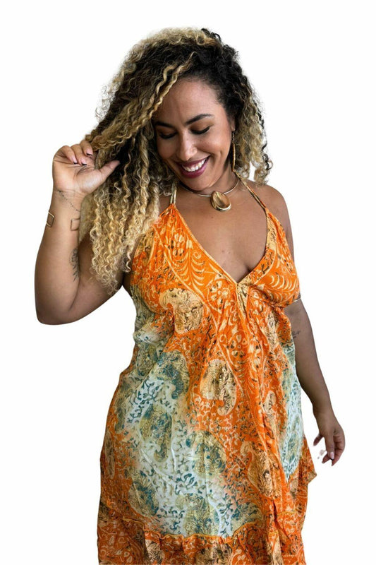 Vestido Curto Vibe Indiana Boho Vintage Coleção Premium 8601