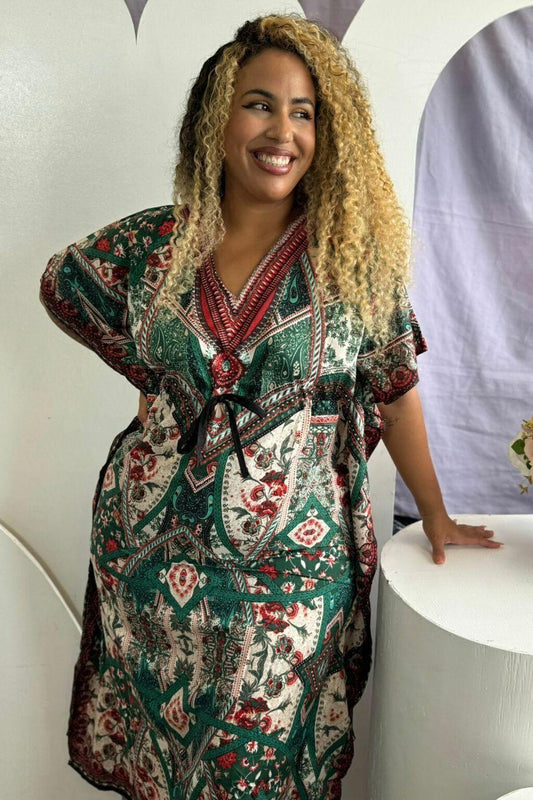 Kaftan Longa Amanhecer Indiano Moda Boho Ajustável Coleção Premium 9755
