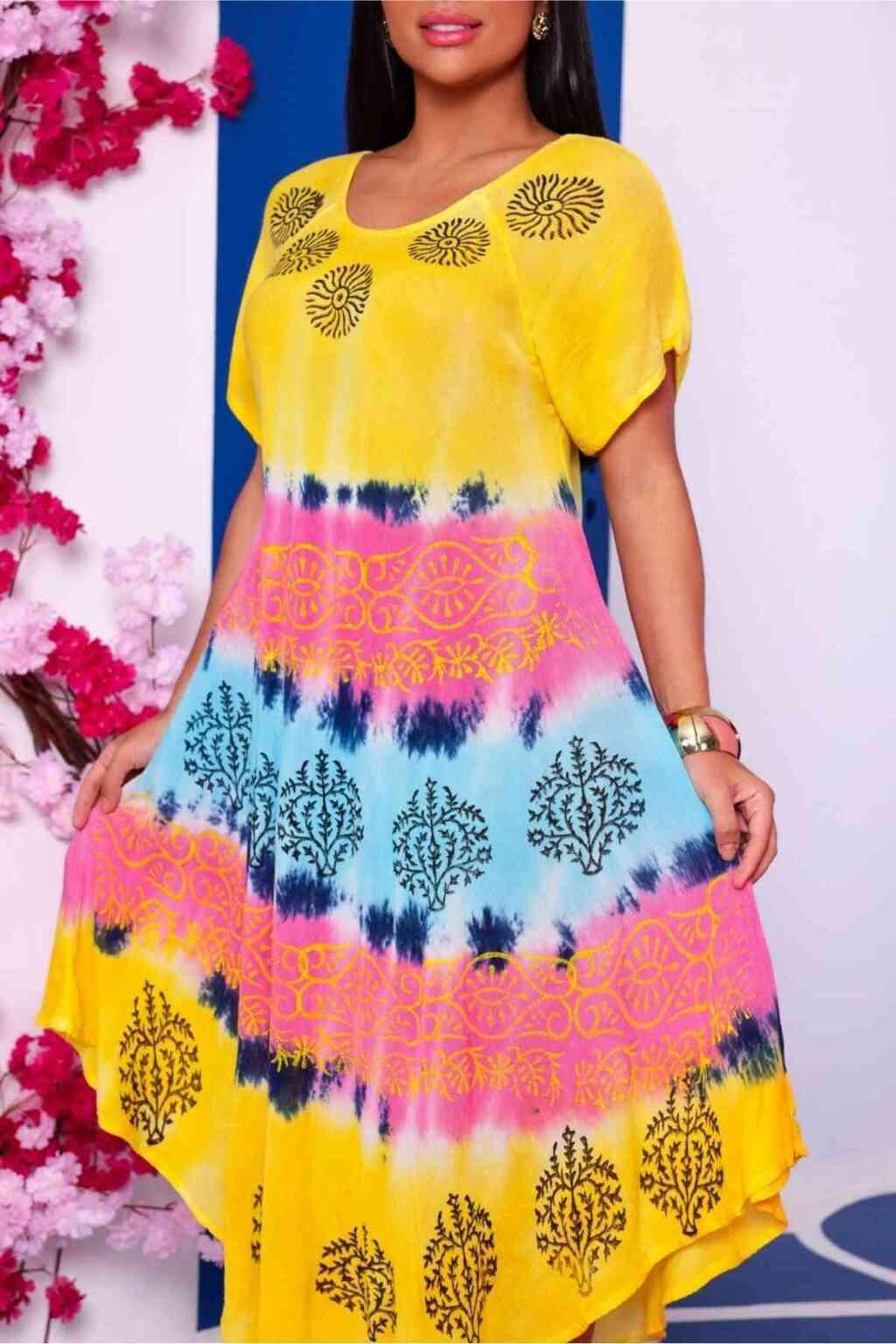 Vestido Trapézio Ajustável Luz de Kahina Manga Curta