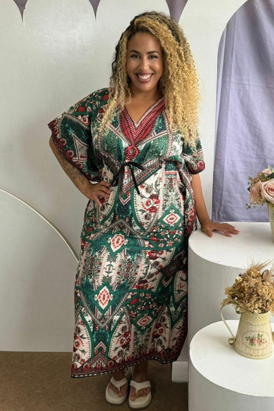 Kaftan Longa Amanhecer Indiano Moda Boho Ajustável Coleção Premium 9755