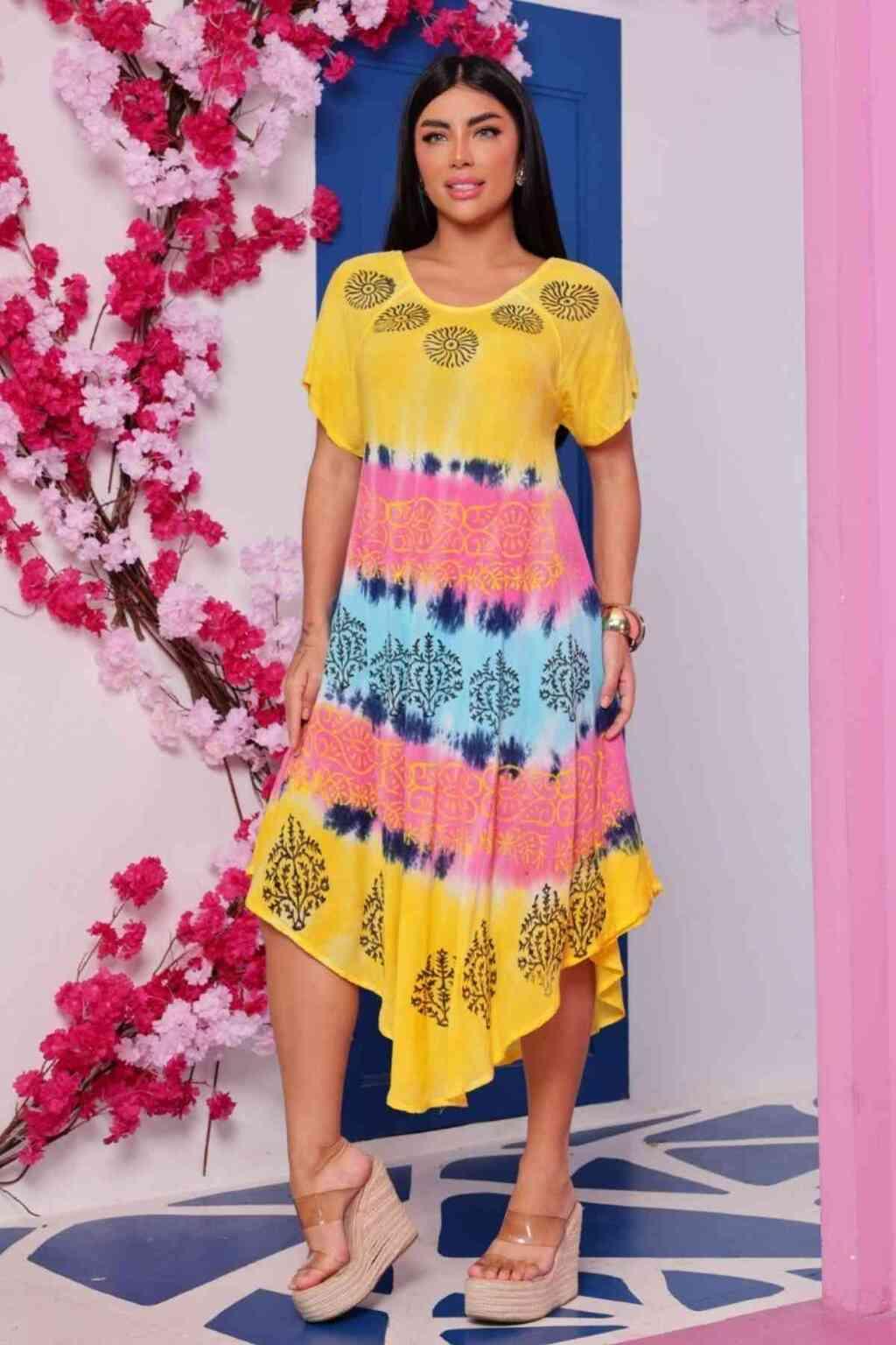 Vestido Trapézio Ajustável Luz de Kahina Manga Curta