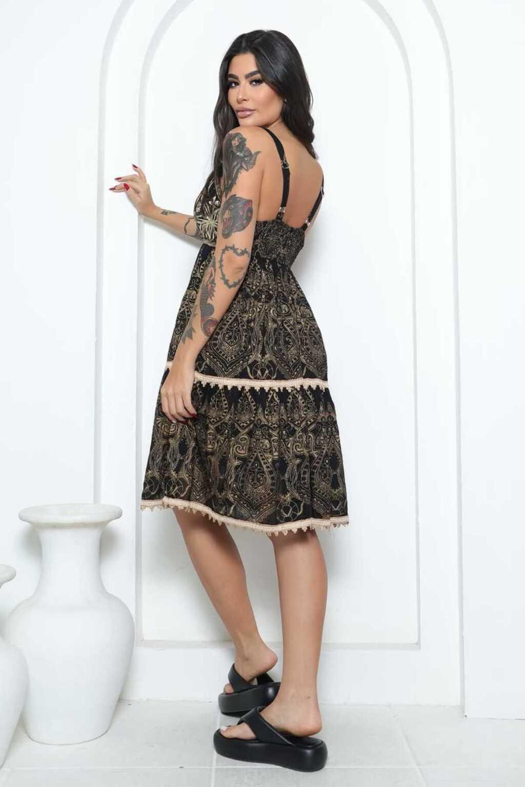 Vestido Curto Bordado Caminho do Deserto Coleção Luxo Boho 1928