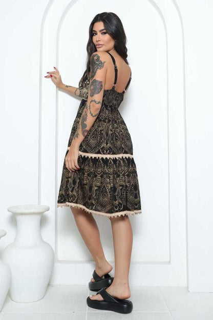 Vestido Curto Bordado Caminho do Deserto Coleção Luxo Boho 1928.