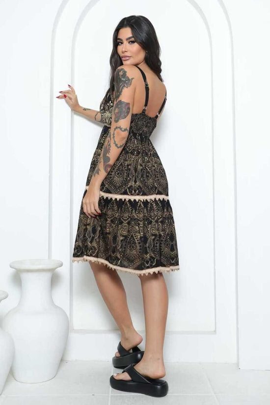 Vestido Curto Bordado Caminho do Deserto Coleção Luxo Boho 1928