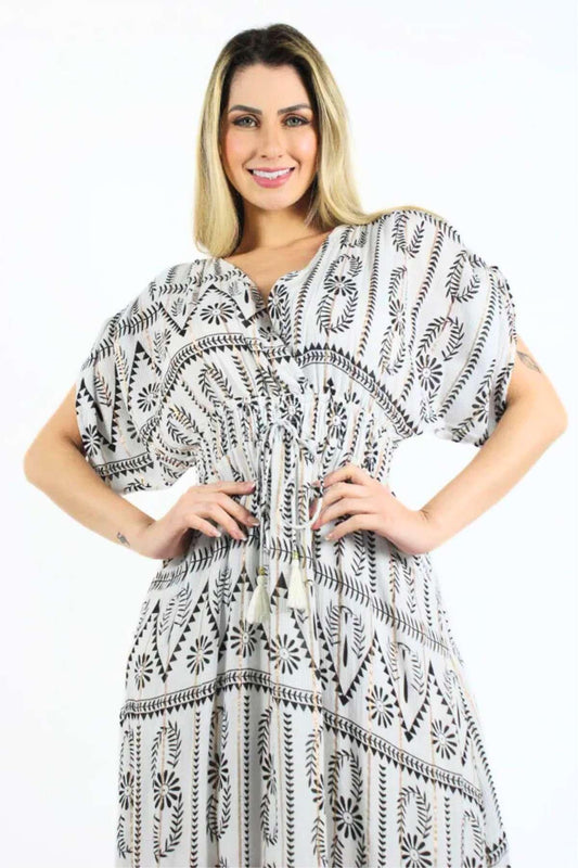 Vestido Boho Longo Aurora Celeste Crepe Linha Luxo.