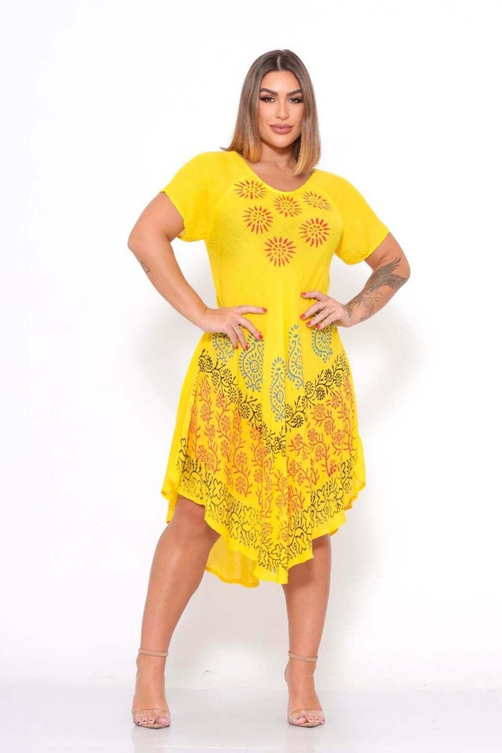 Vestido Trapézio Ajustável Luz de Kahina Manga Curta