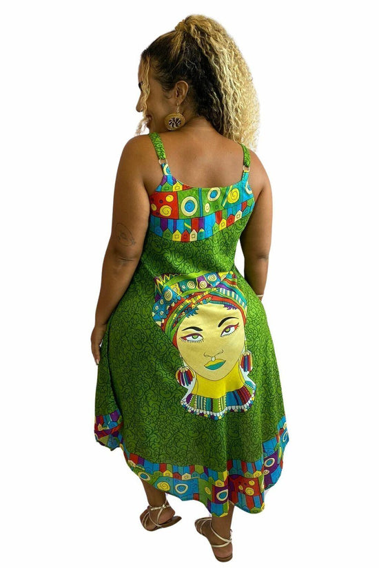 Vestido Trapézio Ajustável African Life Viscose Coleção Premium 6361