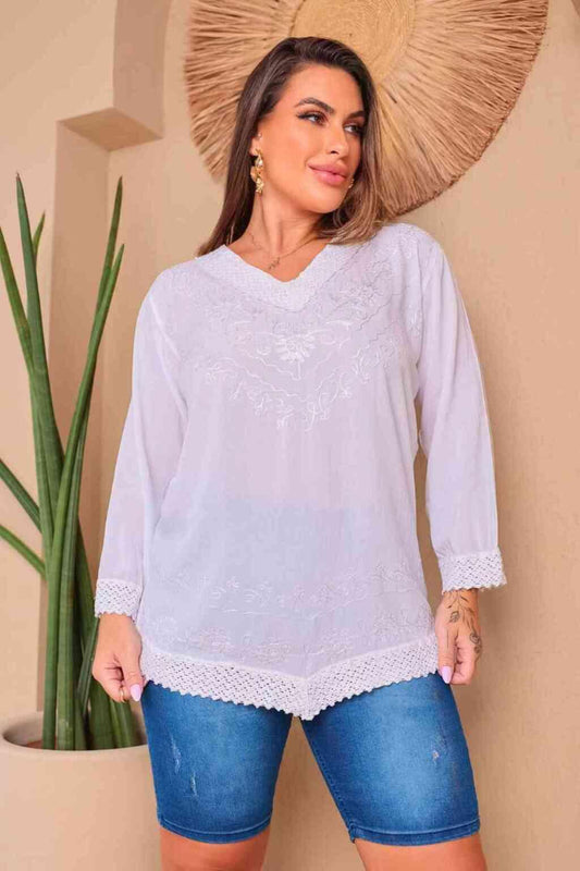 Bata Indiana Branca Encanto Boho Nature Manga Longa Coleção Especial 549