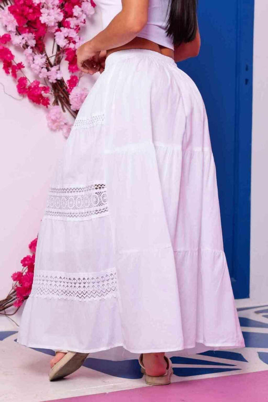 Saia Indiana Branca Longa Boho Branca Celestial Coleção Premium 7124