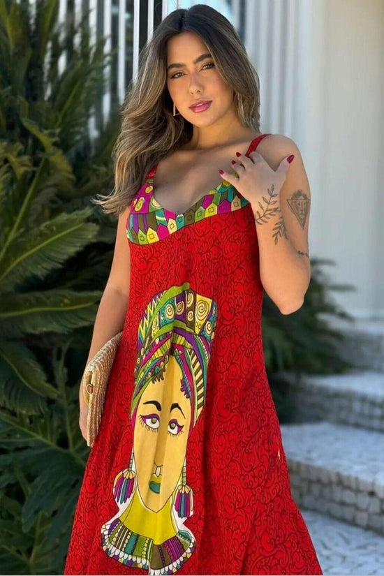 Vestido Trapézio Ajustável African Life Viscose Coleção Premium 7393