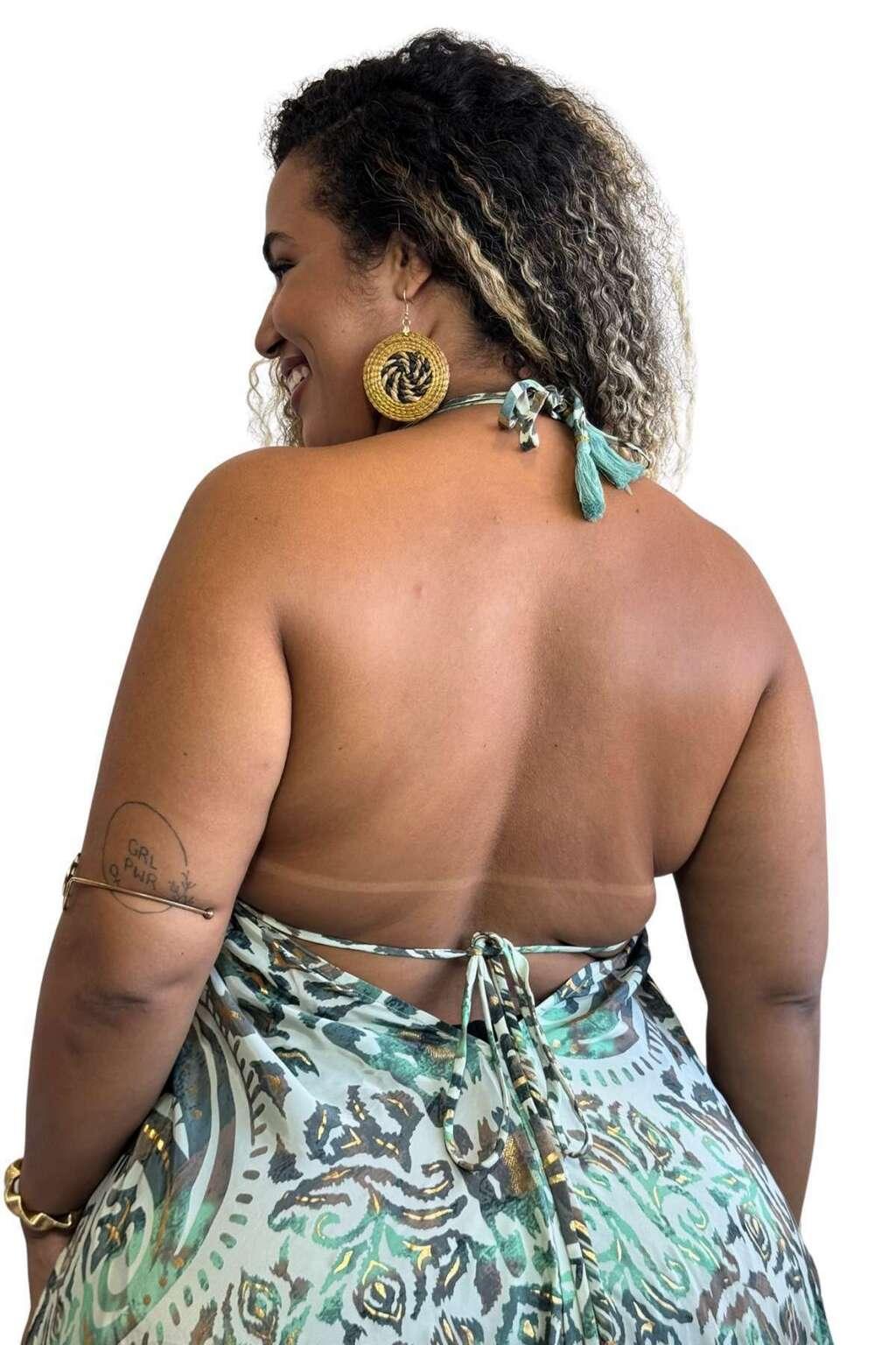 Vestido Longo Vibe Étnica Boho Vintage Coleção Premium 3515