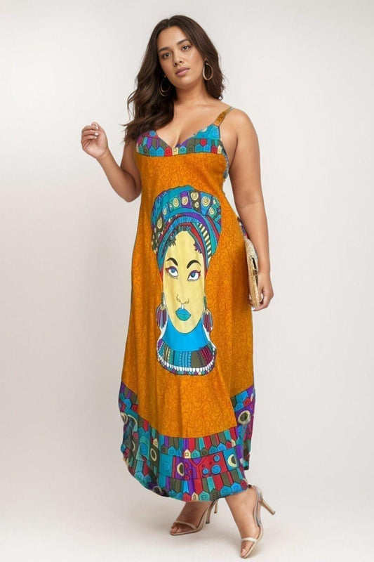 Vestido Trapézio Ajustável African Life Viscose Coleção Premium 6928